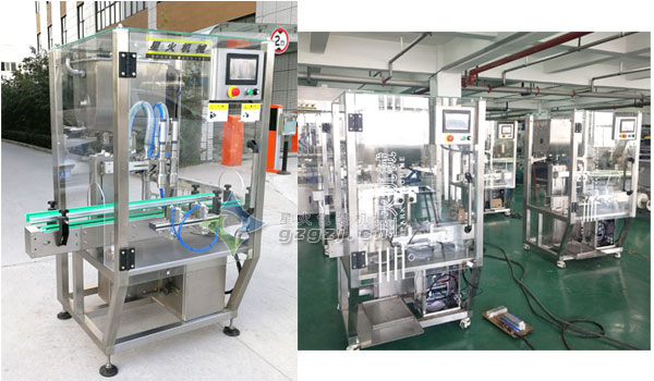 全自動(dòng)辣椒醬灌裝機(jī)實(shí)拍